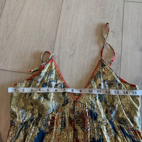 Verb by Pallavi Singhee Echo Tiered Maxi Dress in a multi-color metallic viscose - Picture 3 of 10